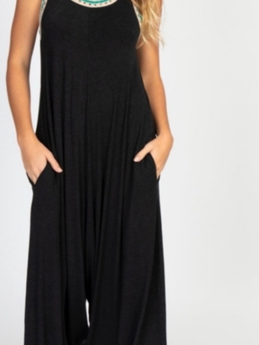NATURAL LIFE charcoal Sleeveless Wide-Leg Pocket Jumpsuit